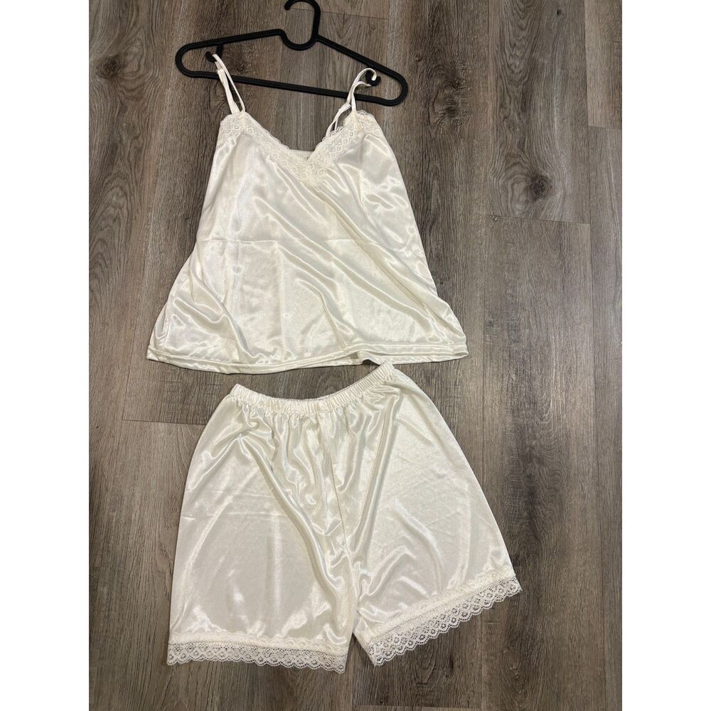 Ivory Satin Cami & Shorts Pajama Set New